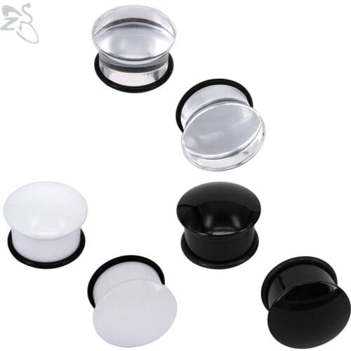 ZS 3 pairs/lot Single Flare Acrylic Ear Plug And Tunnel White Black Ear Gauges Ear Expanders Sterchers Piercing Jewelry 7-20MM