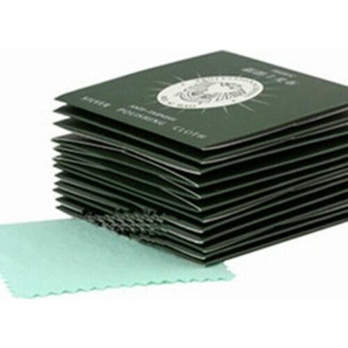 100pcs/pack Wholesale Green Color Fabric Silver Polish Cleaning Cloth Care for 925 Silver Jewelry8cm*8cm silver polishing