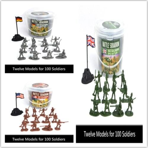 100 Military Personnel Small Model 12 Styles with National Flag Army Battle Military Model Strategies Children Military Toy Set