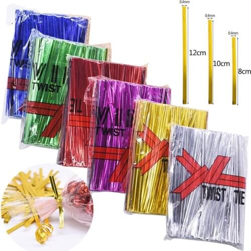 800Pcs 8/10/12cm Metallic Twist Wire Ties Candy Lollipop Wrapping Baking Gift Bags Sealing Binding Wire Wedding Party Supplies