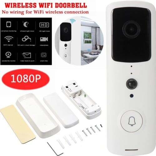 ABS Plastic Wireless WiFi Doorbell Smart Door Ring HD Video Intercom Camera Bell Security White Wireless Smart Doorbell