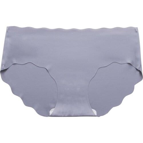 Non-trace antibacterial ice silk underwear womens large size one piece of pure cotton crotch waist free cut