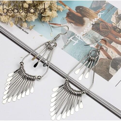 Beadsland Metal Tassel Drop Earrings For Women Fashion Jewelry Girl Gift 37997/8