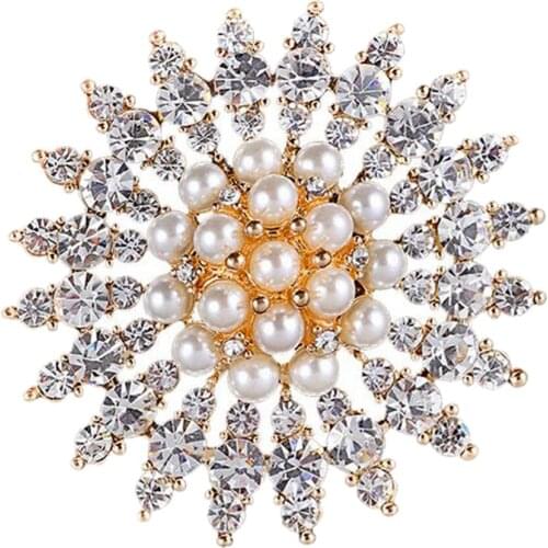 Clear Crystal Flower Wedding Charms Scarf Safety Pin Brooch Gift