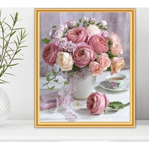DIY Diamond Painting Kits for Adults Beginner Arts Romantic Roses Flower Full Drill Resin Cross Stitch Kits-30X40cm