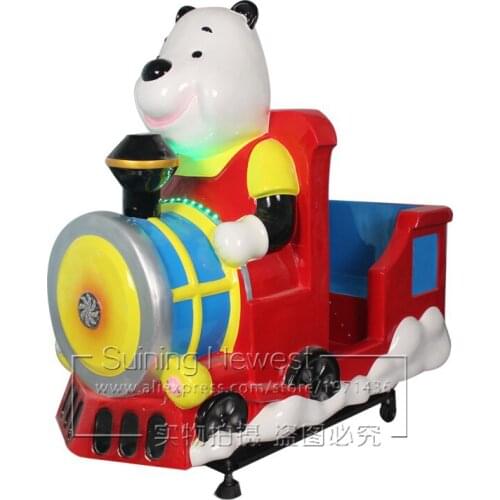 Thailand Shopping Malls Factory Price Coin Operated Amusement Arcade Game Swing Machine Fiberglass Bear Train Kiddie Rides