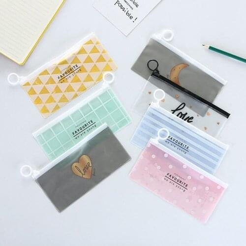 Korea Stationery Lovely Cute Animals Creative Ring Edge PVC Translucent Folder Pencil Bags School Supplies