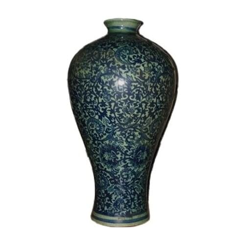 China Old Blue And White Porcelain Vase Twisted Pattern Prunus Vase