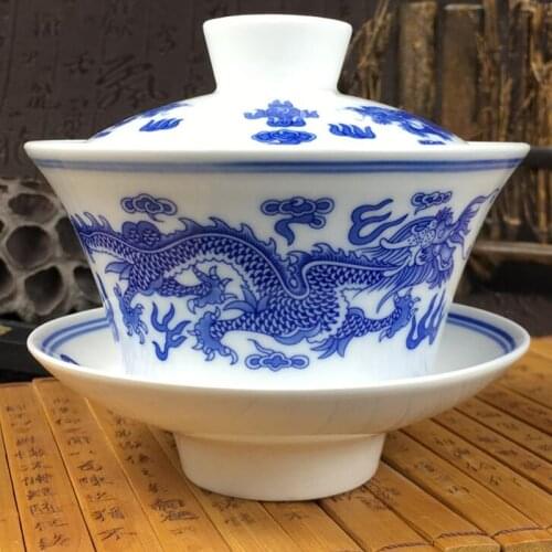 Chinese Teaset Elegant Gaiwan 230/300ml Traditional Ceramic Tea Tureen Lid Bowl Saucer Zisha Tea Cup Drop Shipping
