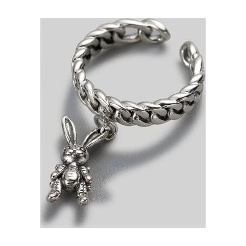 Hot new Europe & America Original Design Retro Ring 925 Silver Bunny Chain ring for woman Party & birthday DIY fine jewelry gift