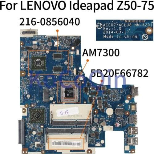 KoCoQin ACLU7/ACLU8 NM-A291 Laptop motherboard For LENOVO Z50-75 G50-75M G50-75 AMD A10 AM7300 216-0856040 Mainboard 5B20F66782