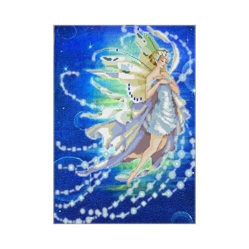 -MD162 December Sapphire Fairy draw fabric cross-stitch cloth with beaded metal thread cross-stitch kit cross stitch kit