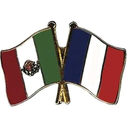 Fashion Mexico & France Flag Pin Cross Pin Made of Iron with Brass Plating and Painted Accept Custom the MOQ50pcs Free shipping