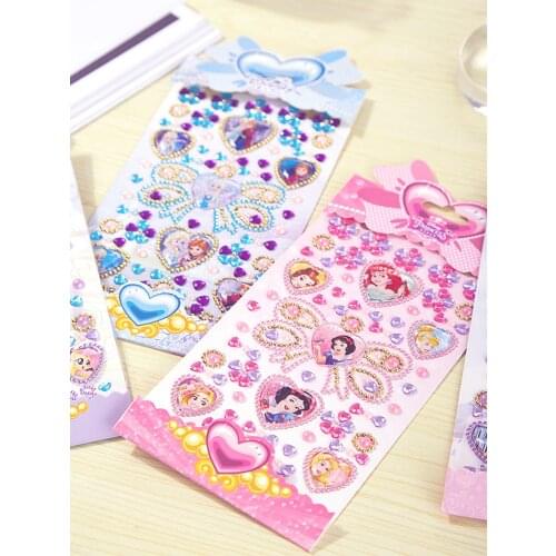 Cartoon Girls Disney Frozen 2 Diamond Stickers Sofia Snow White Princess DIY 3D Crystal Sticker For Kids Diary Notebook Decor