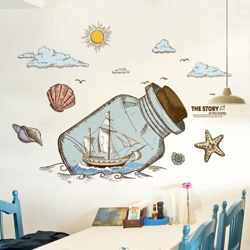 Drifting Bottle Wall Sticker Creative Room Decor Aesthetic Living Room Bedroom Decoration Self Adhesive Wallpaper Wallstickers