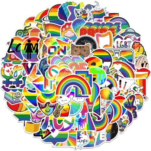 10/30/50PCS Cartoon Colorful Rainbow Decoration Suitcase Notebook Stickers Motorcycle Mobile Phone Water Cup Stickers Wholesale