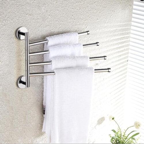 Wall-Mounted Towel Rack Stainless Steel Swivel Bar Towel Rack Multifunctional Bath Towel Holder for Bathroom Home Hotel Tools