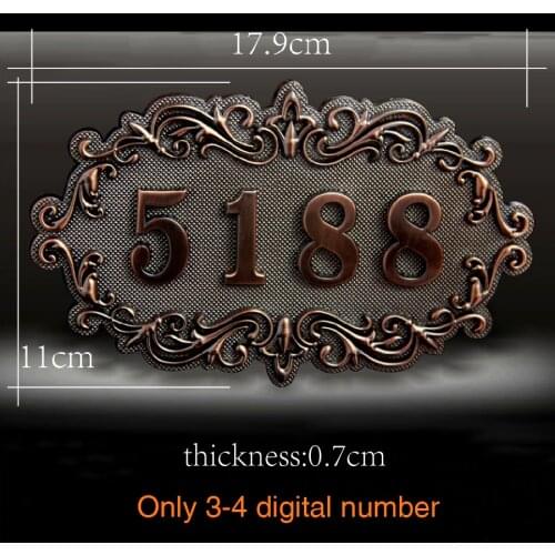 House Number European style Door Sign Gate Number Custom Made 3 to 4 Numbers Apartment House Hotel Villa Door Plate