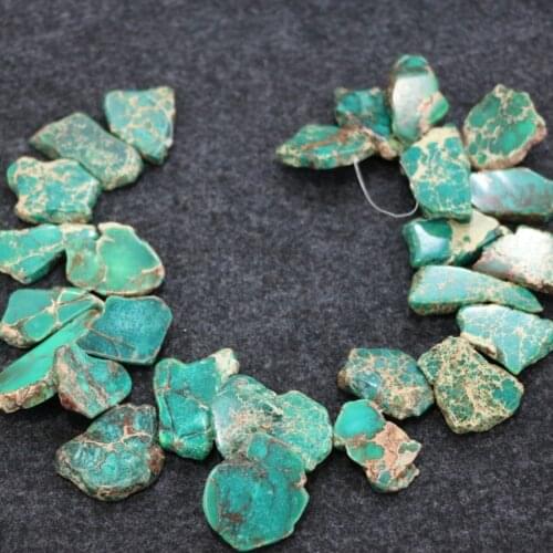Gems Stone Green Sea Sediment Imperial Stone Pendant, Smooth Slacb Slice Loose Beads Necklace For Jewelry Making