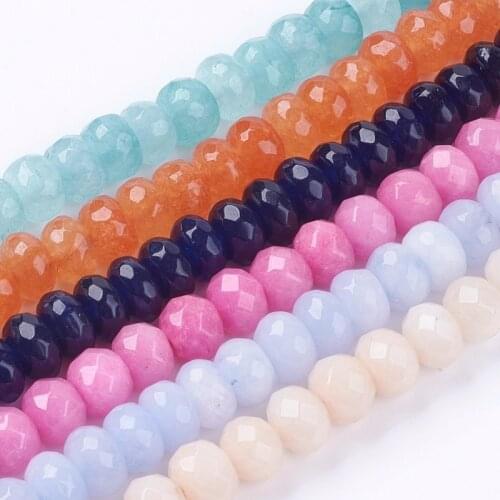 Pandahall 10 strands 8x6mm Natural Dyed Faceted Abacus Beads Hole: 1mm; about 65pcs/strand, 15.3"Mixed Color