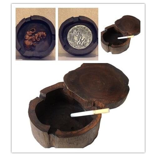 Teakwood Ashtray for Smoking Weed Cigarette Southeast Asia Style Handwork Ash Tray Vintage Cendrier Table Decorative Cenicero