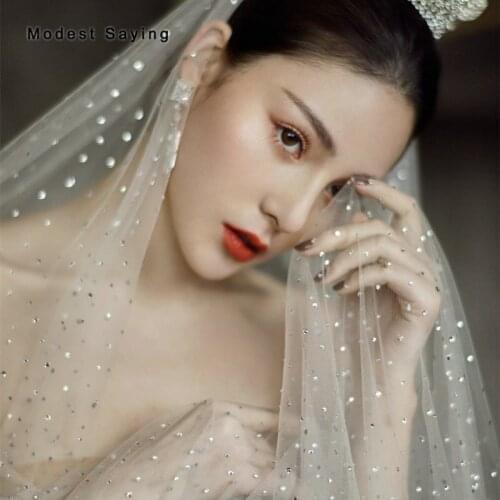 Luxury Shiny 3 Meters Ivory Sequined Wedding Veils 2019 Formal Women Cathedral Bridal Veils Wedding Accessories velos de novia