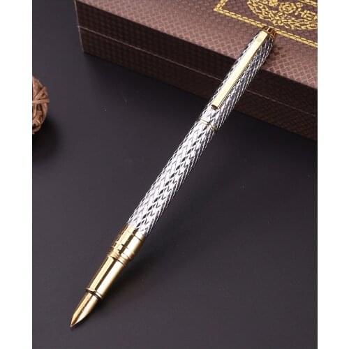 Hero Metal Brushed Fountain Pen H610 Water Ripples Beautiful Iraurita Fine 0.5mm Silver Business & Office School Writing Pen