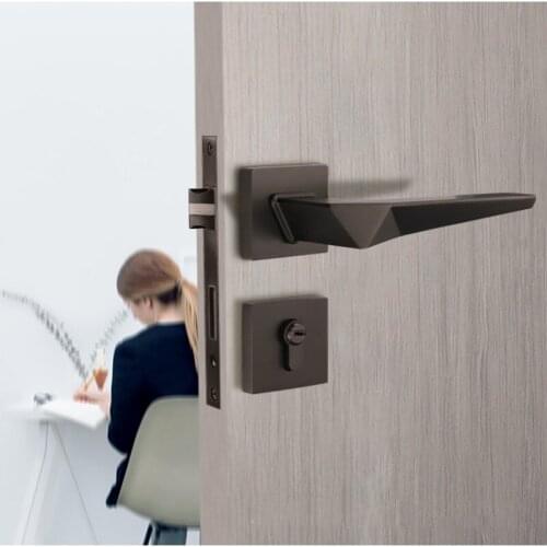 Modern Indoor Silent Door Handle Lock Room Bathroom Door Locks Zinc Alloy Anti-theft Lock Core Furniture Hardware Accessories