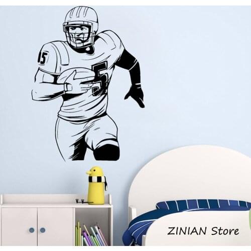 Sports Vinyl Wall Decals for Boys Football Player Silhouette Poster Wall Stickers Teen Room adesivo de parede Bedroom Decor Z099