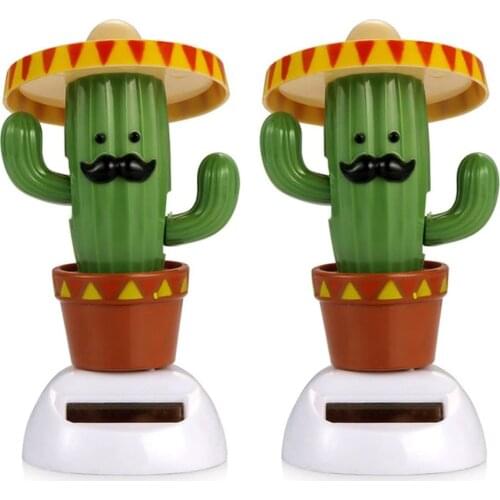 2Pcs Cactus Solar Dancing Toy Energy Saving Dancing Dolls Swinging Animated Bobble Dancer For Car Office Home Desk Decor Durable