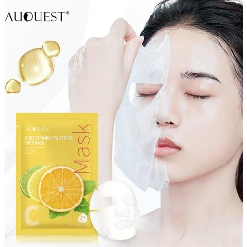 AuQuest Facial Mask Vitamin C Face Mask Moisturizing Whitening Hydrate Black Spot Removal Skin Care