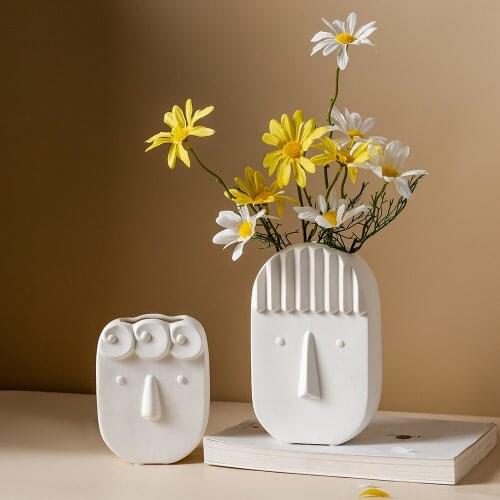 Nordic Plant Vase Home Decoration Ceramic Vase Flowers Creative Human Face Shape Funny Ornaments Living Room Bedroom Decor Gifts
