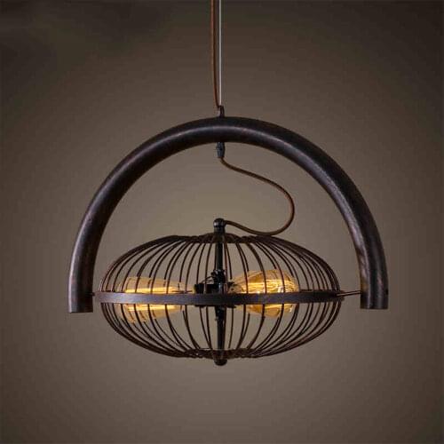 Hot Sale American Country Vintage Industrial Edison Round Fan Iron Loft Ceiling Chandelier Lamp Droplight For Cafe Bedroom