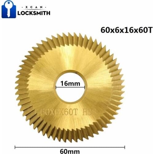 XCAN 1pc 60x6x16mm 60Teeth Double Side Titanium Coated Key Machine Cutter HSS Key Duplicate Machine Saw Blade for Copy Keys