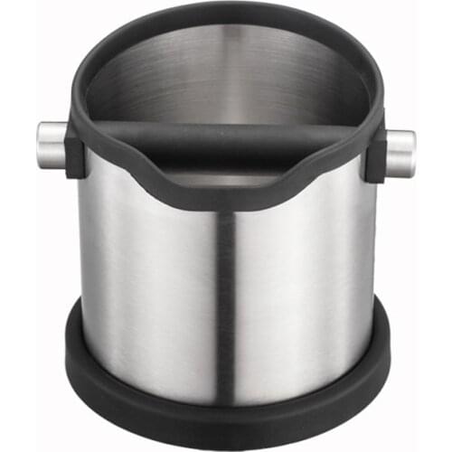 Stainless Steel Espresso Knock Box Anti slip Coffee Grind Dump Bin Waste Bin with Detachable Knock Bar for Barista