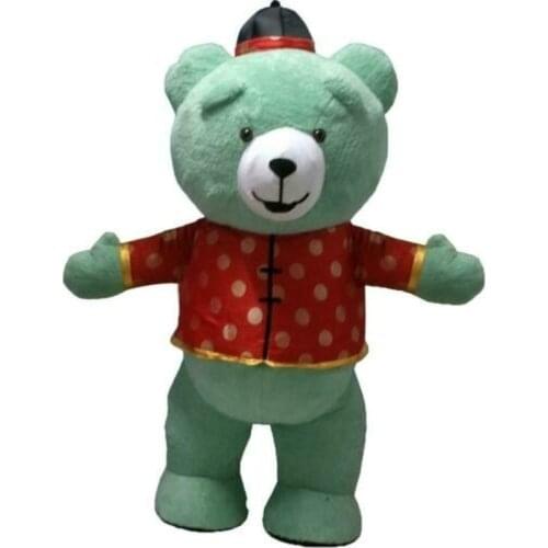 Green Inflatable Teddy Bear Mascot Costume Cosplay Party Dress Adult 1.5-1.8m Event Apparel Cartoon Character Birthday Clothes