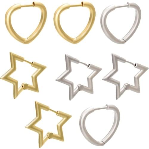 ZHUKOU 1piece 2020 heart star small hoop earrings Brass Glossy earrings hoops for women party jewelry model:VE179
