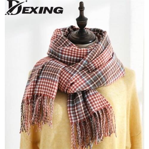 New British Style Plaid Autumn Winter Scarf for Women Versatile Warm Imitation Cashmere Shawl 70*180cm