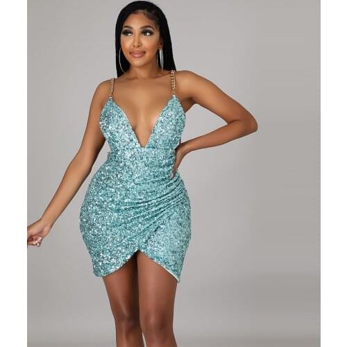 Adogirl Sexy Sequin Spagetti Straps Backless Mini Dress Evening Party Clubwear Dress Bodycon Dresses 2021 Elegant Summer Outfits