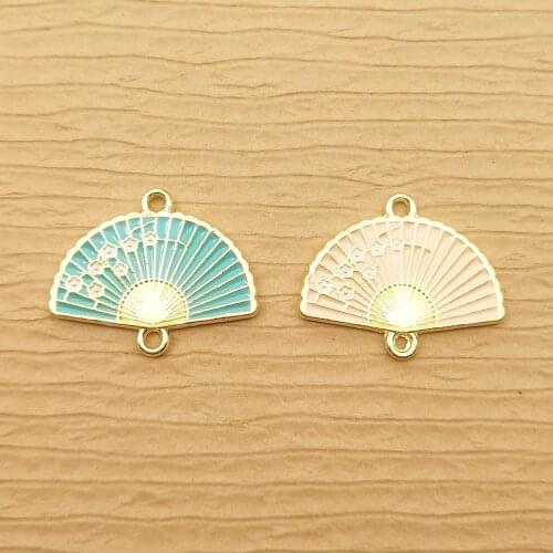 10pcs 19x24mm fan charm enamel charm for jewelry making and crafting fashion earring charm necklace pendant