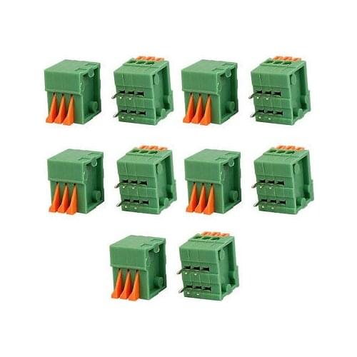 10pcs KF141R 150V 2A 2.54mm Pitch 3P Spring Terminal Block for PCB Mounting