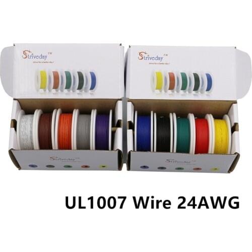 100 m 328 ft UL1007 24AWG stranded 10 color mixed boxed wire and cable stranded wire tinned copper wire DIY