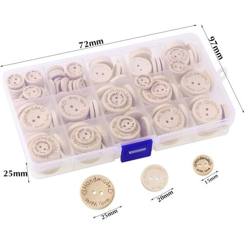 150pcs Two Wooden Buttons Multi-Size Set Boxed Handmade Buttons Sewing For Clothing Accessories Crafting Projects Decorations