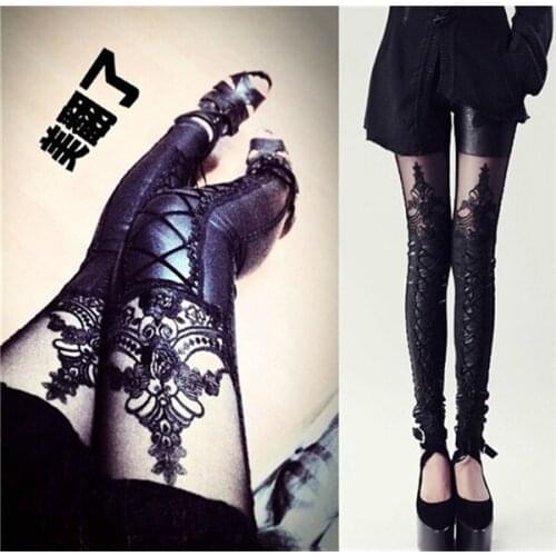 Fashion Sexy Lace Women Pants Fashion Black Ankle Length Stretchy Trousers Casual Sexy Patchwork Lace Pencil Pants For Women