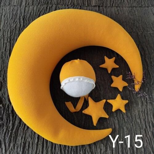 6pcs/set Newborn Baby Photography Prop Moon Pillows Stars Baby Posing Hat Set Infant Photo Shooting Accessories Prop Cushion Mat