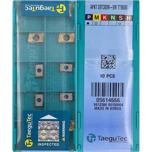 APKT09T308R-EM TT9080 Original Taegutac Carbide Inserts Turning Inserts Lathe Tools 10Pcs/Lot