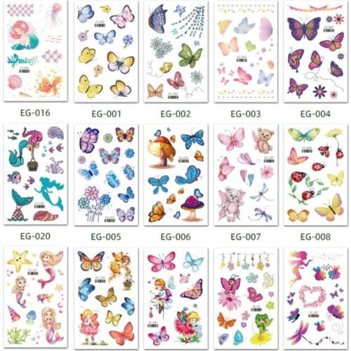 Glitter Unicorn Mermaid Tattoo Sticker Children Arm Face Tattoo Kids Body Art Temporary Tattoo Cartoon Festival Gift