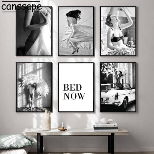 Black And White Retro Wall Art Canvas Painting Sexy Woman Poster Fashion Art Print Nordic Wall Pictures For Living Room Decor
