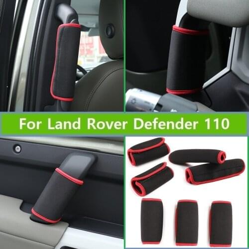 Black Cotton For Land Rover Defender 110 2020 Car B-pillar Handle Dashboard Side Door Inner handle Protection Cover Accessories