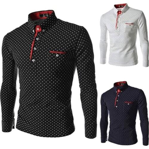 Men England Trendy Wave Point Self-Cultivation Long Sleeved Tide Polo Shirt Top мужской корейский стиль футболка 2020 мужская